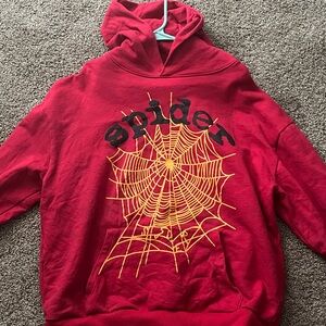 Bold Red Spider Web Men's Hoodie